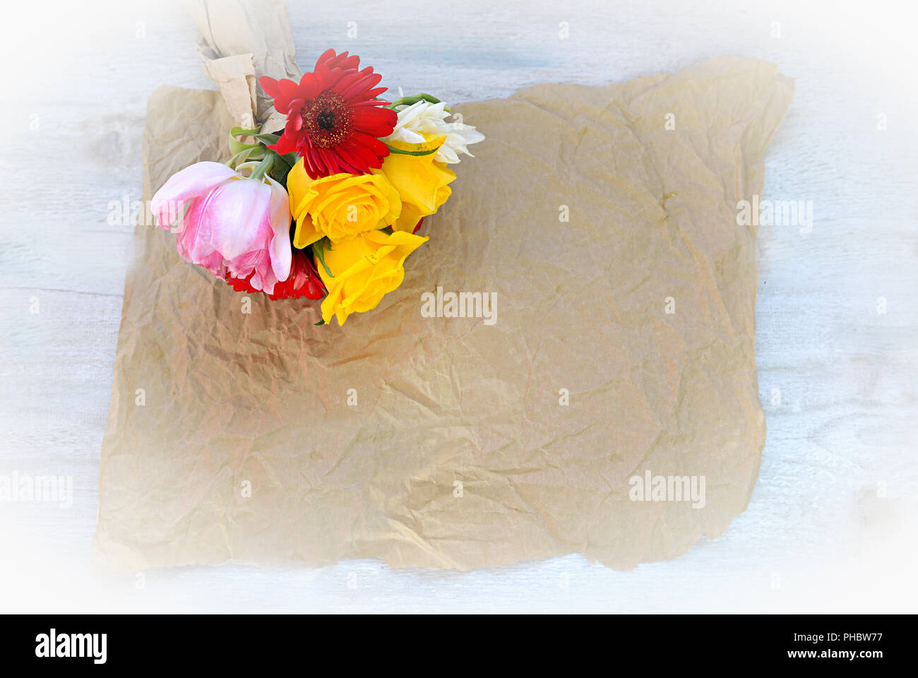 Foto Strauß auf alten Holz Hintergrund Stockfoto