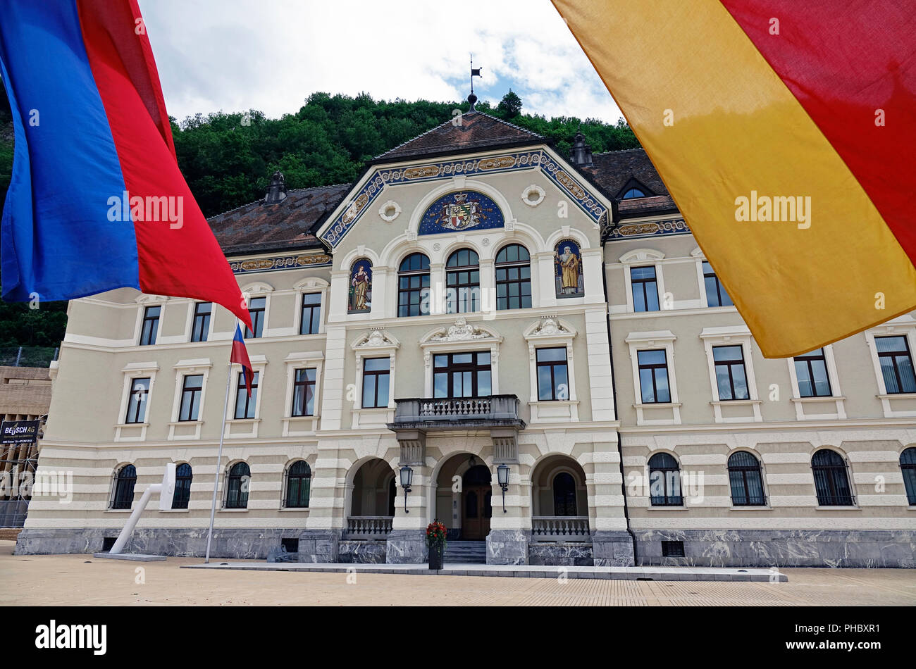 Parlament Gebäude im Zentrum von Vaduz, Liechtenstein, Europa Stockfoto