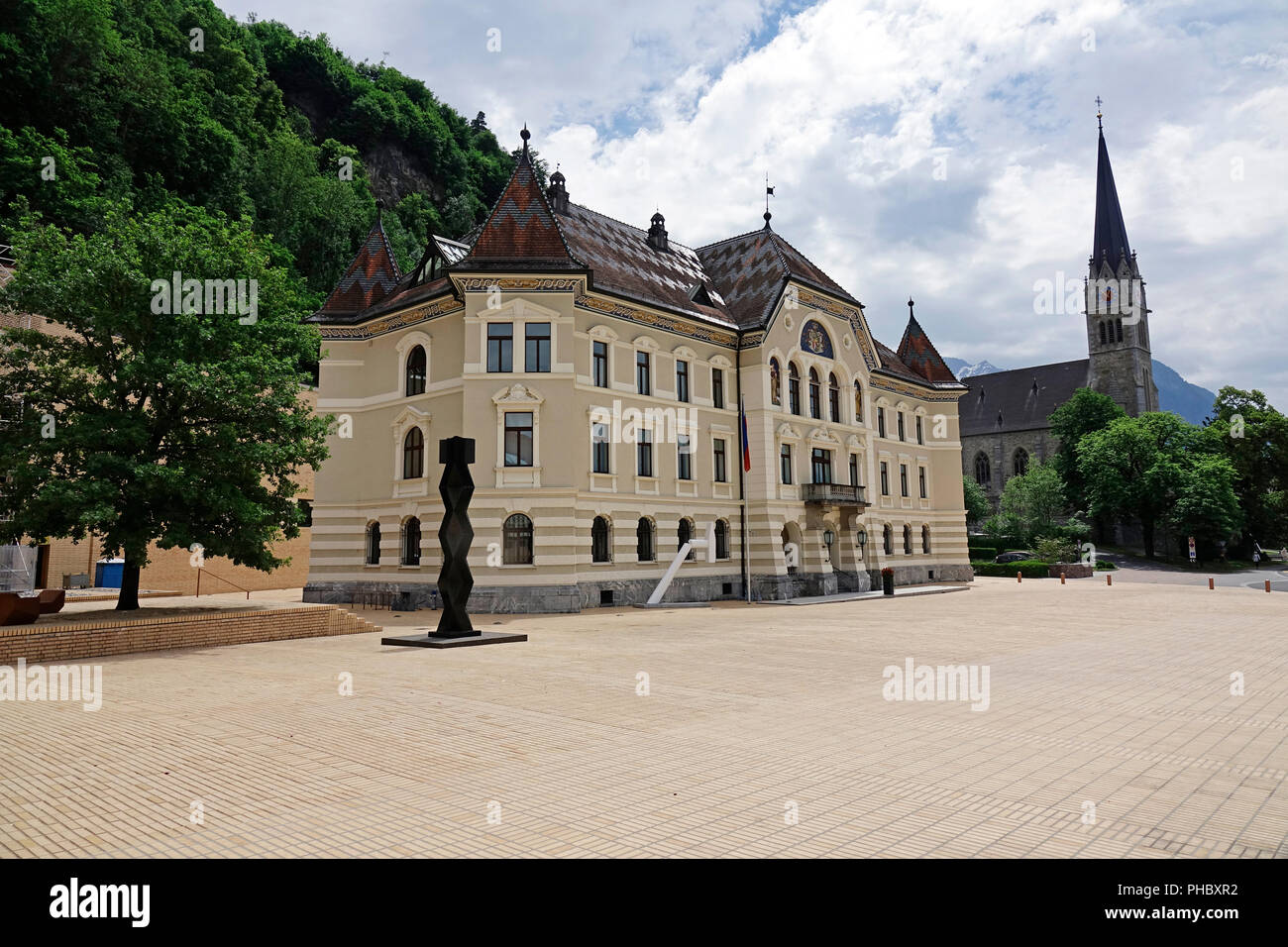 Parlament Gebäude im Zentrum von Vaduz, Liechtenstein, Europa Stockfoto