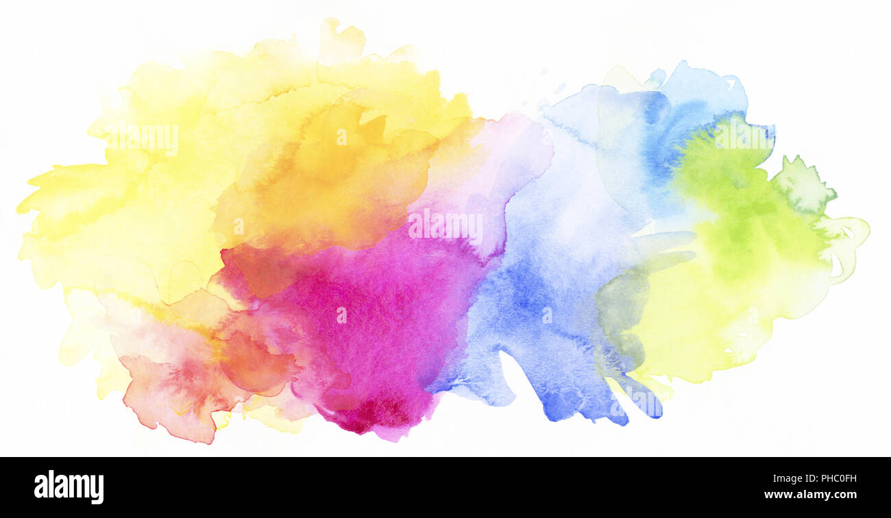 Rainbow Pastell Aquarell abstrakte isoliert auf weißem Hintergrund Stockfoto