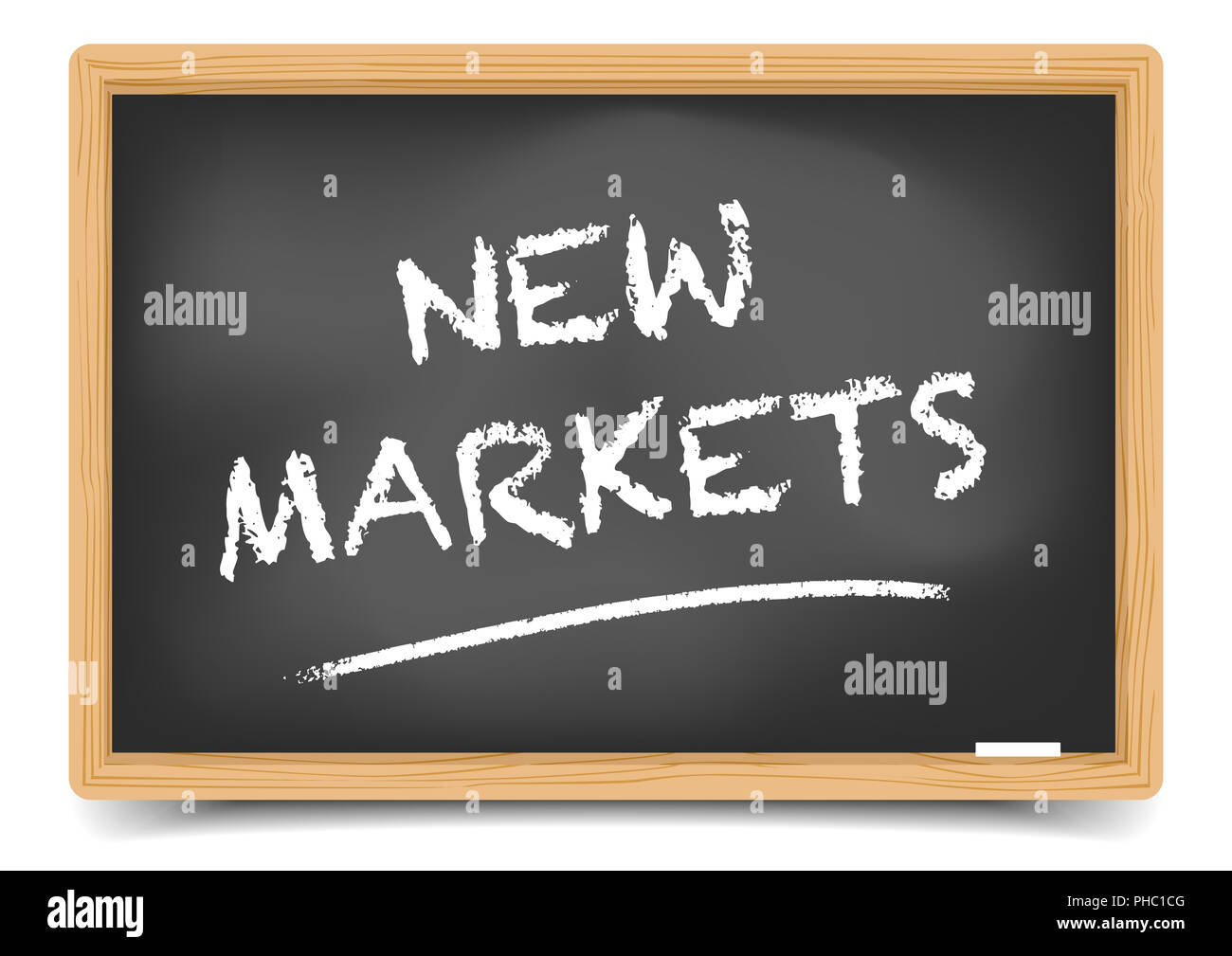 Blackboard neue Märkte Stockfoto
