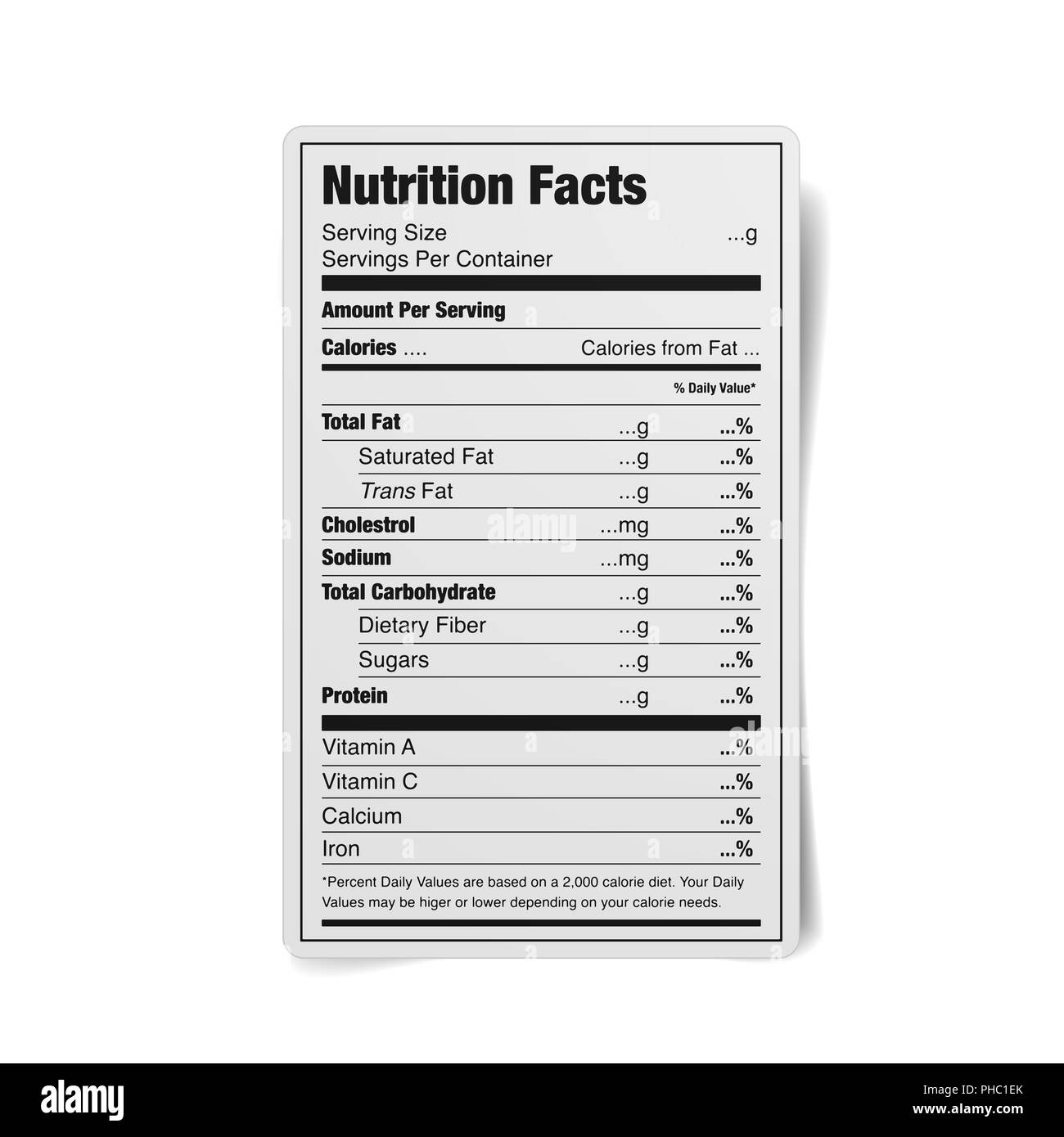 Ernährung-Fakten-Label Stockfoto