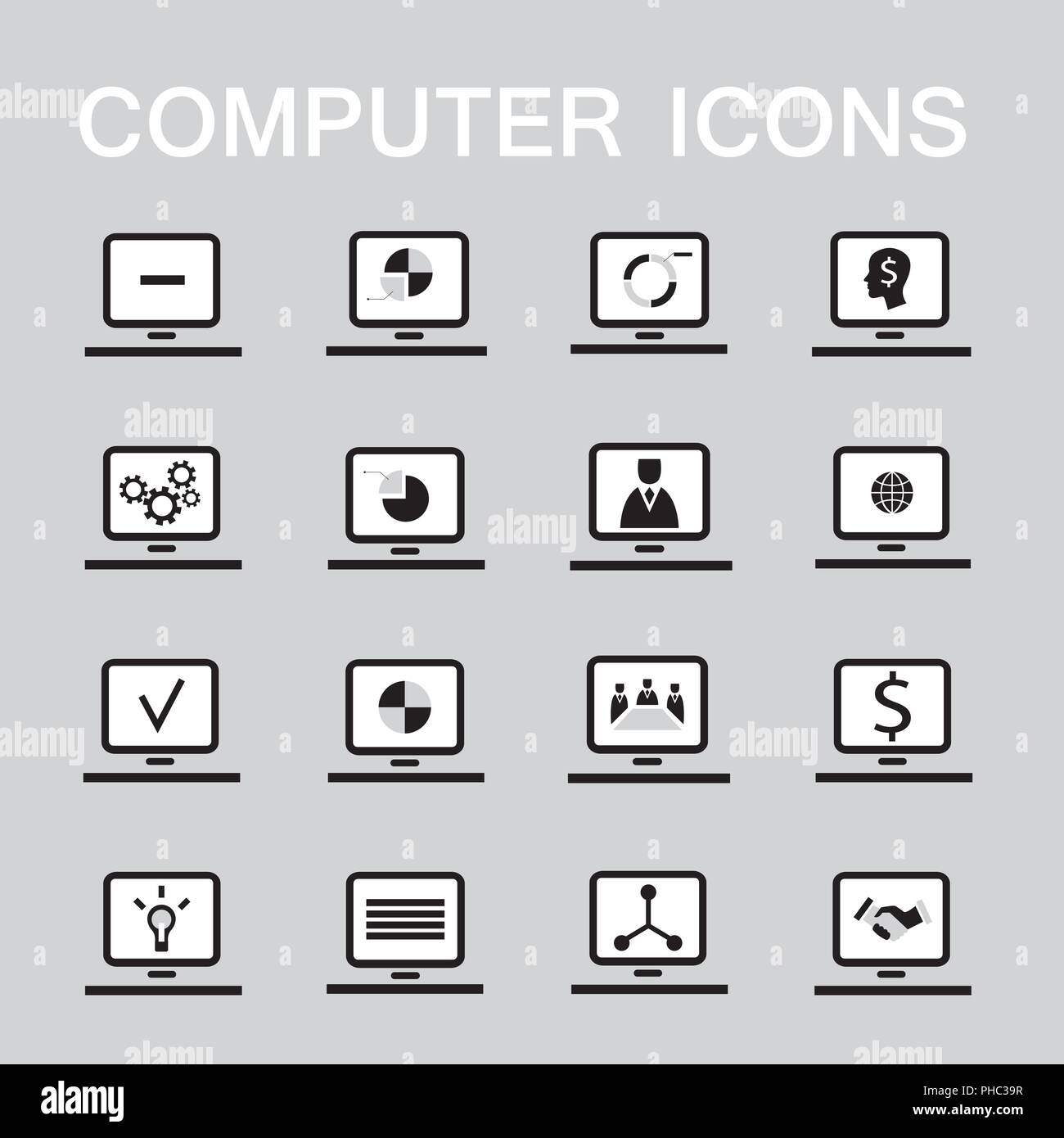 16 Web Icons für Computer, Elektronik, Business Theme Stock Vektor