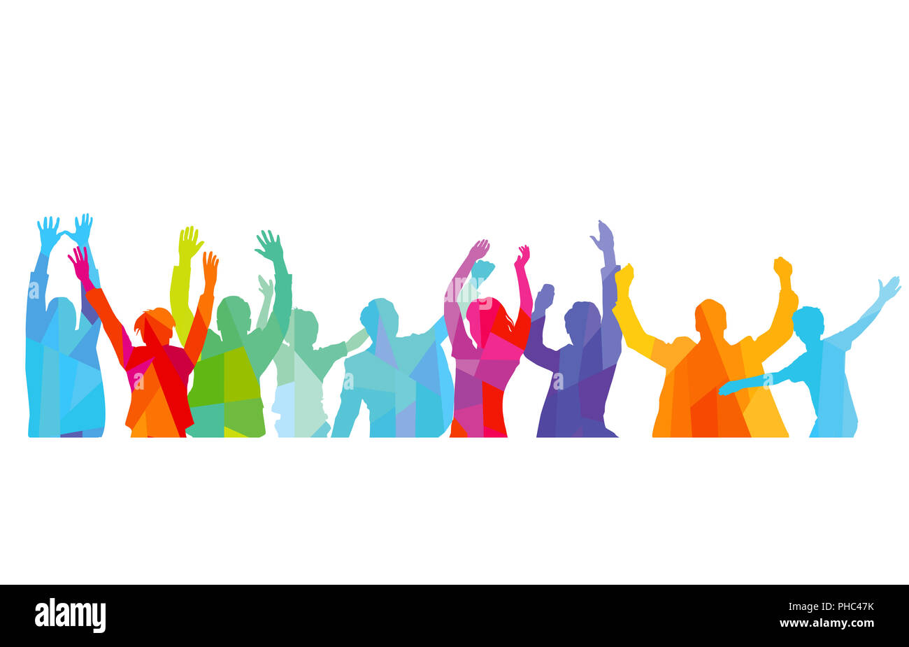 Freude in der Gruppe der Menschen Stockfoto