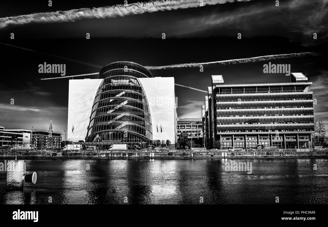 Dublin, Irland, März 2018, das Kongresszentrum am Fluss Liffey bei Spencer Dock Stockfoto