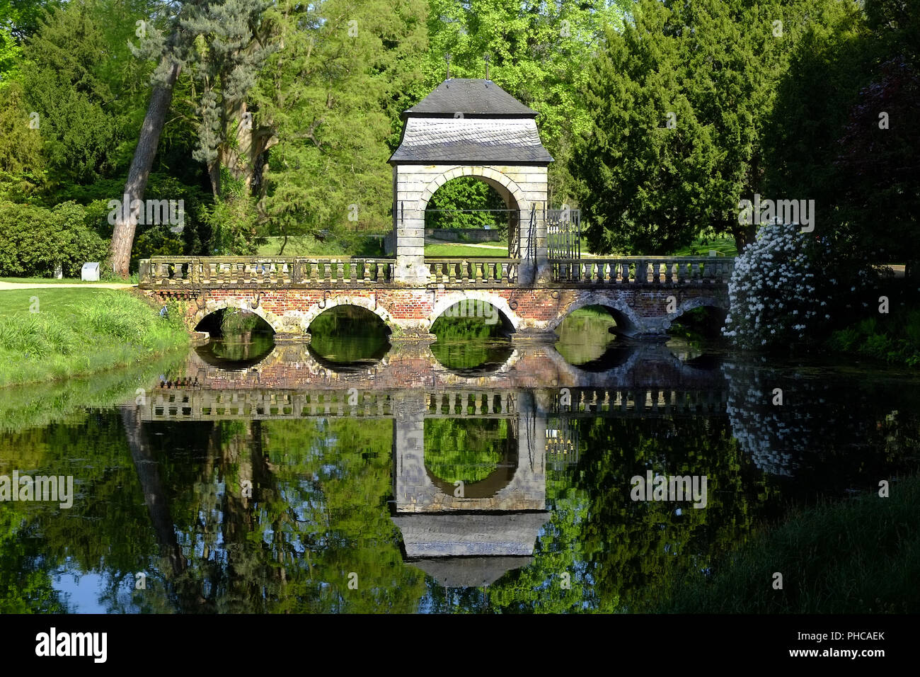 Dyck Schloss, barocke Brücke Stockfoto