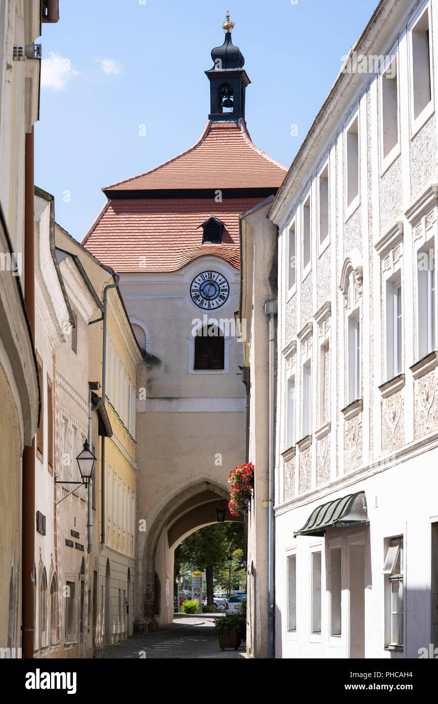 Die Linzer Tor (oder Brückentor) in Stein, das Gateway in Stein an der Donau, ein UNESCO-Weltkulturerbe Stockfoto