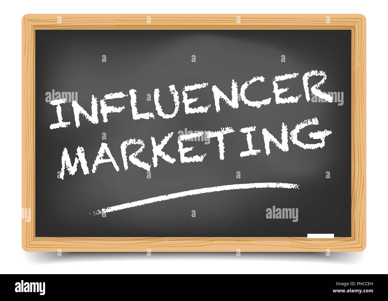 Blackboard Influencer Marketing Stockfoto