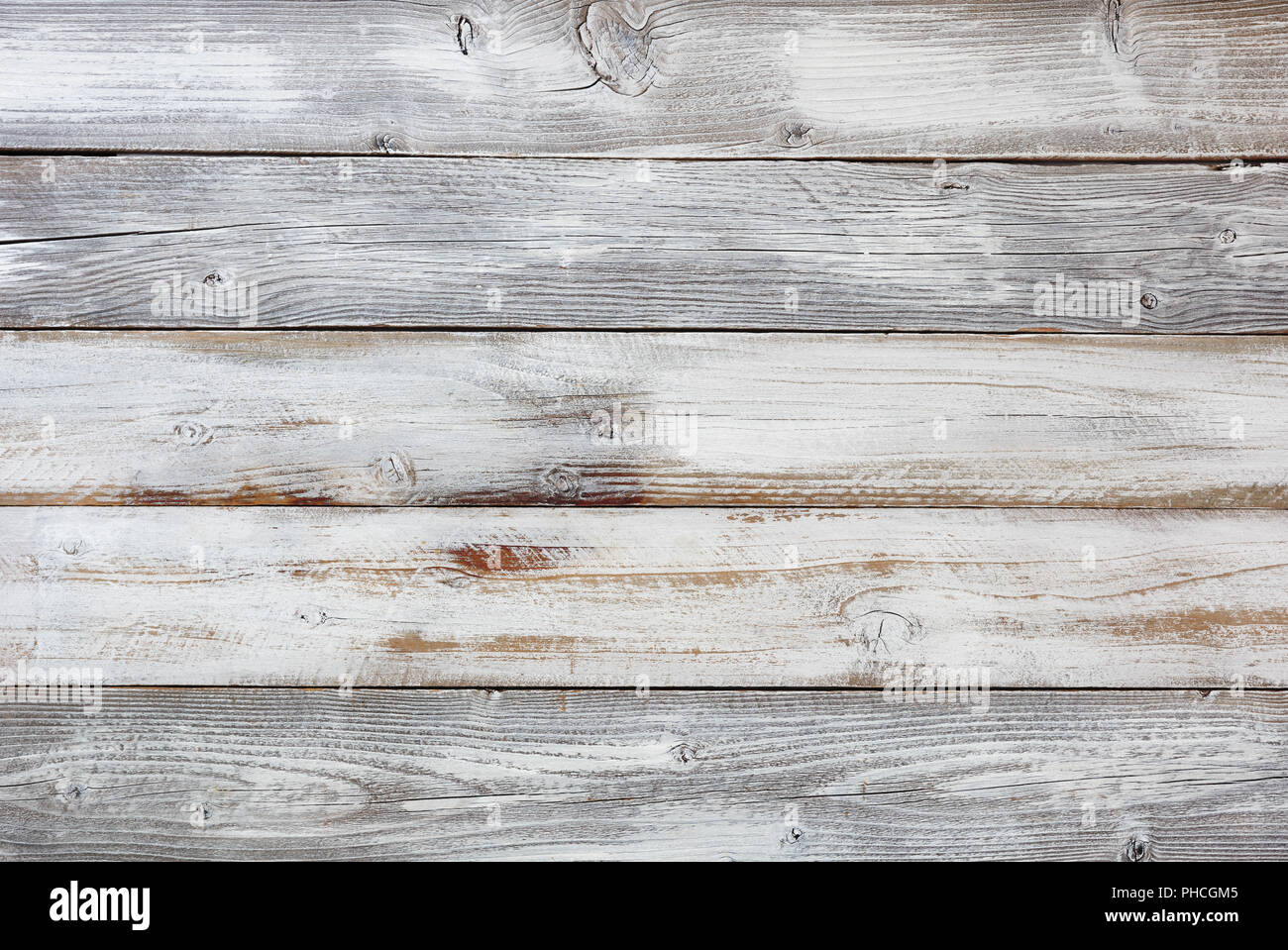 Aufgearbeitete verwitterten weiß gestrichenen Holzplatten Stockfoto