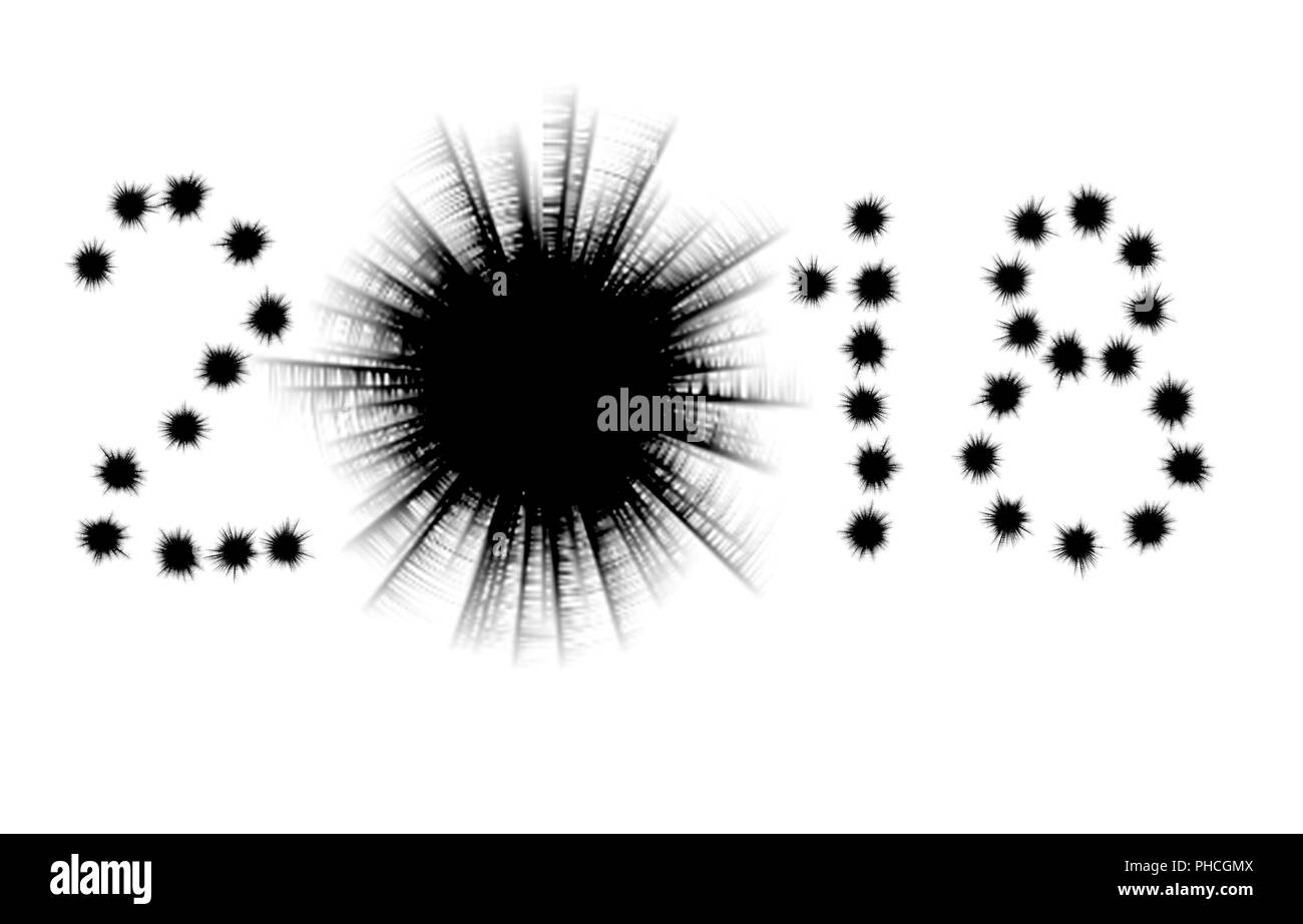 Einschusslöcher in Form von 2018 Stockfoto