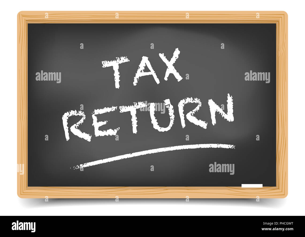 Blackboard Steuererklärung Stockfoto