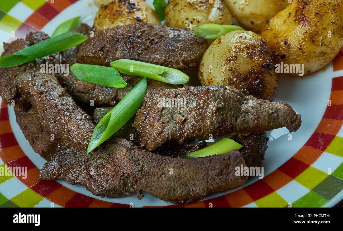 Szechuan Stir-Fried Leber Stockfoto