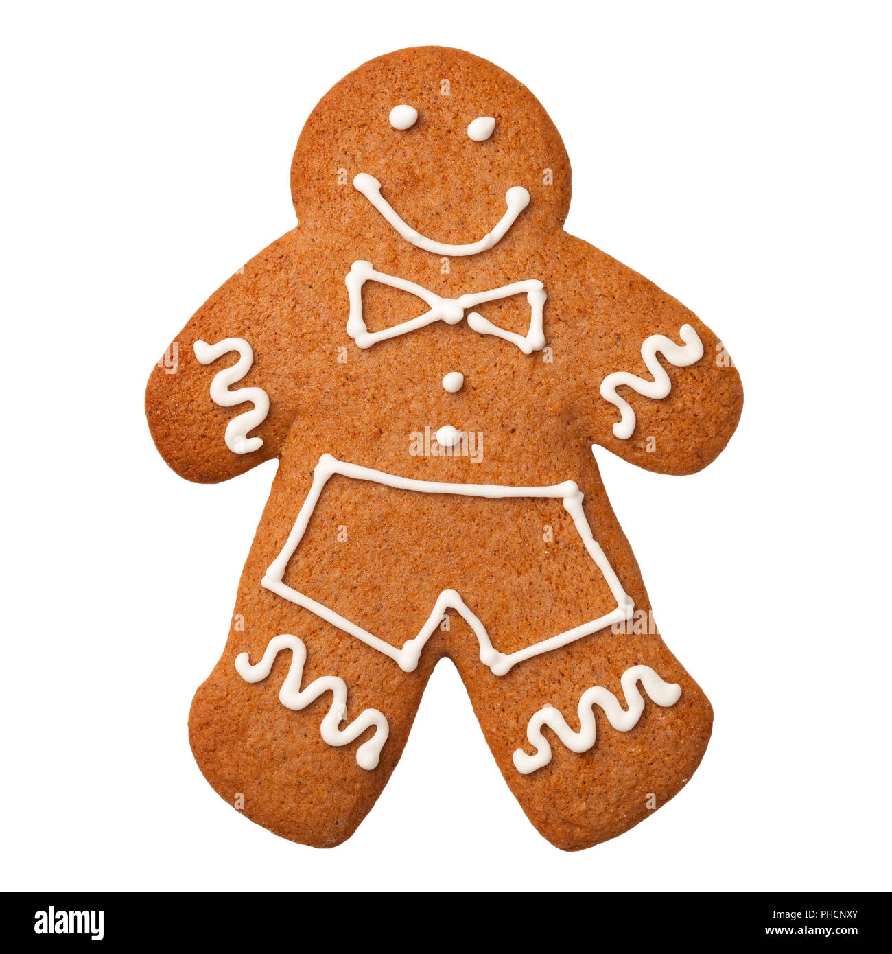 Gingerbread Man isoliert auf weißem Hintergrund Stockfoto