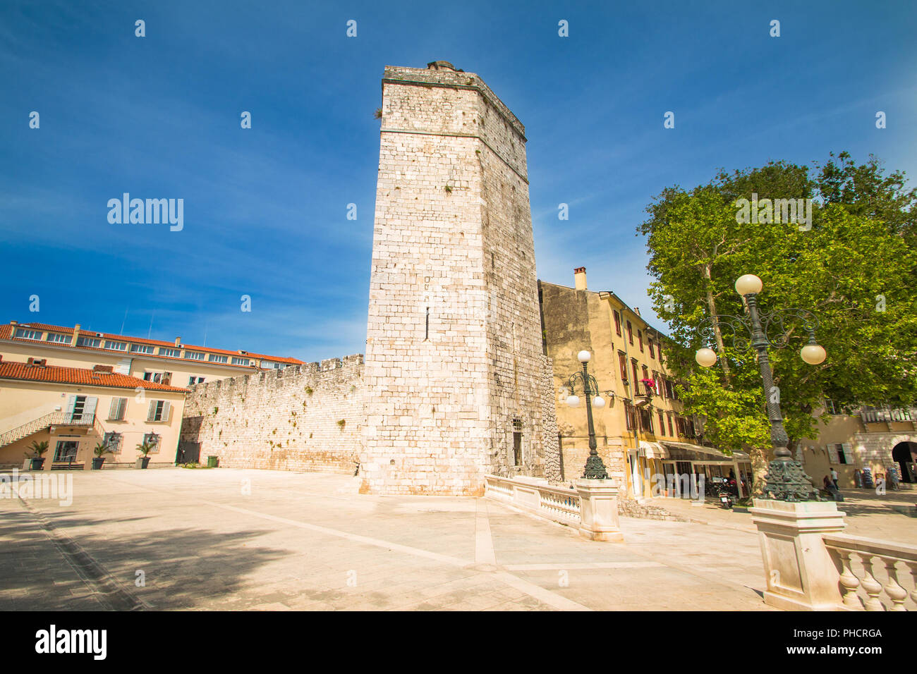 Captain's Turm auf fünf Brunnen Quadrat in Zadar, Dalmatien, Kroatien Stockfoto