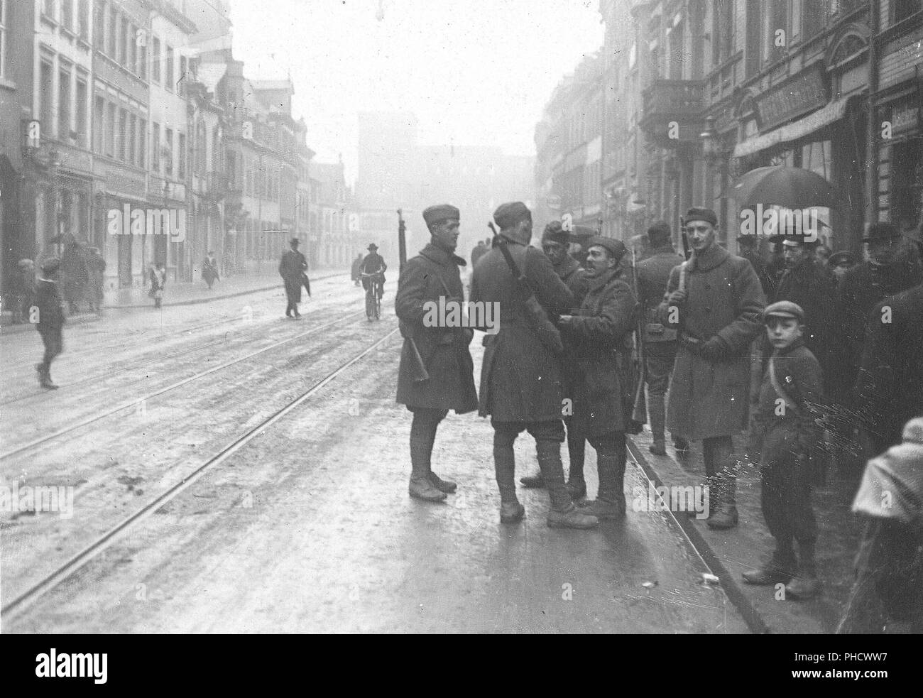 1919 - der Besatzungsarmee - amerikanische Soldaten in Trier, Deutschland Stockfoto