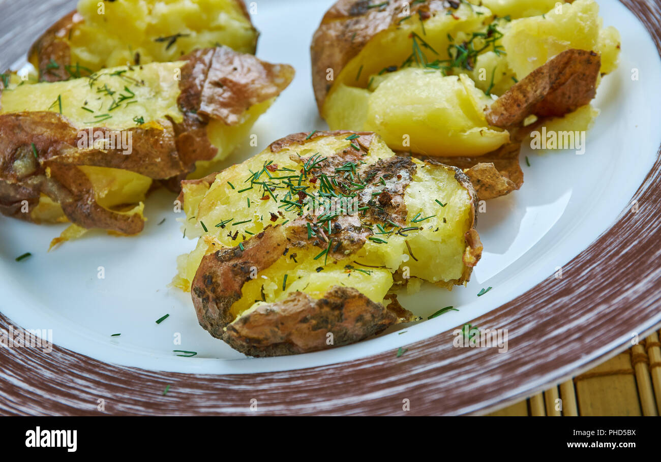 Crash Hot Potatoes Stockfoto