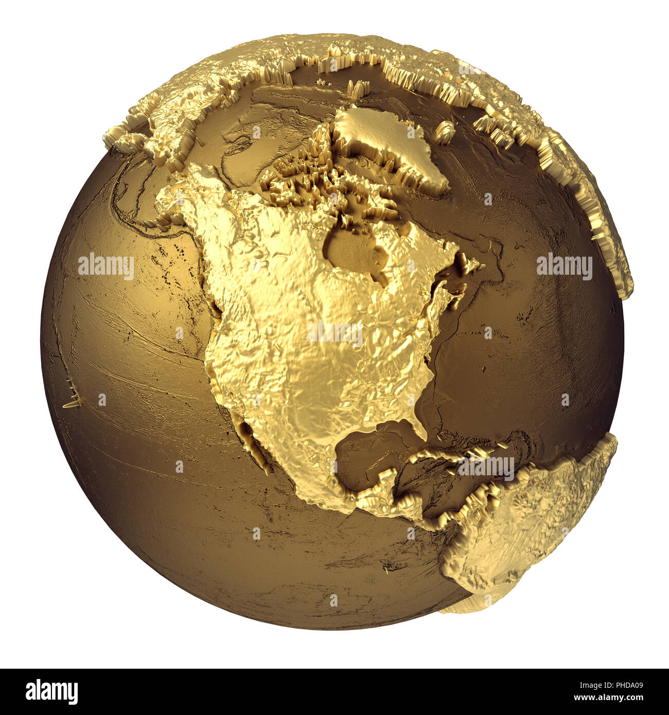 Gold Globus Nordamerika Stockfoto