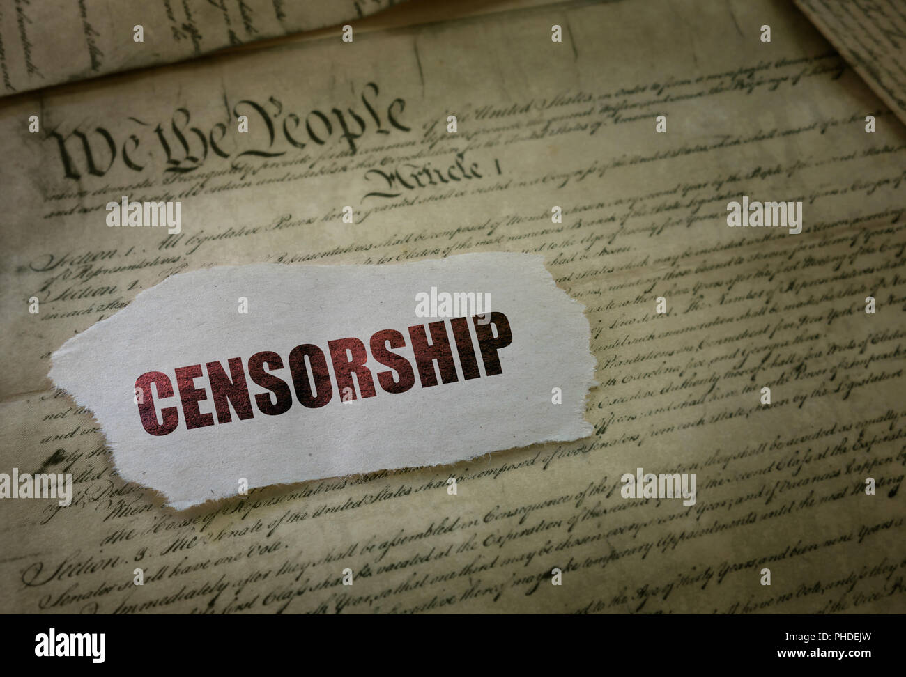Die Freiheit der Rede und Zensur Stockfoto