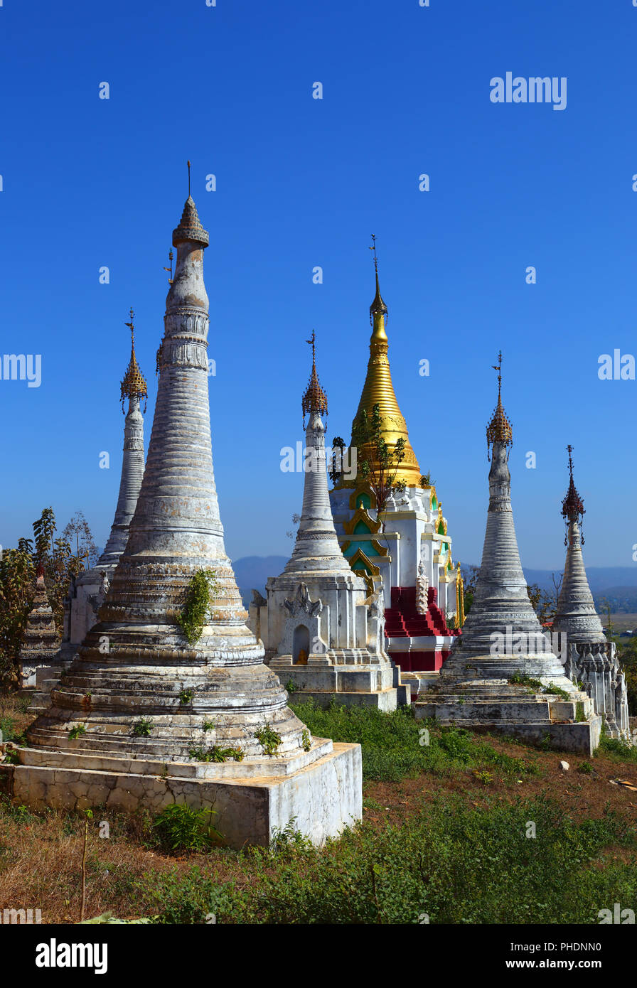 Shwe Inn Thein Paya Tempels in Myanmar Stockfoto