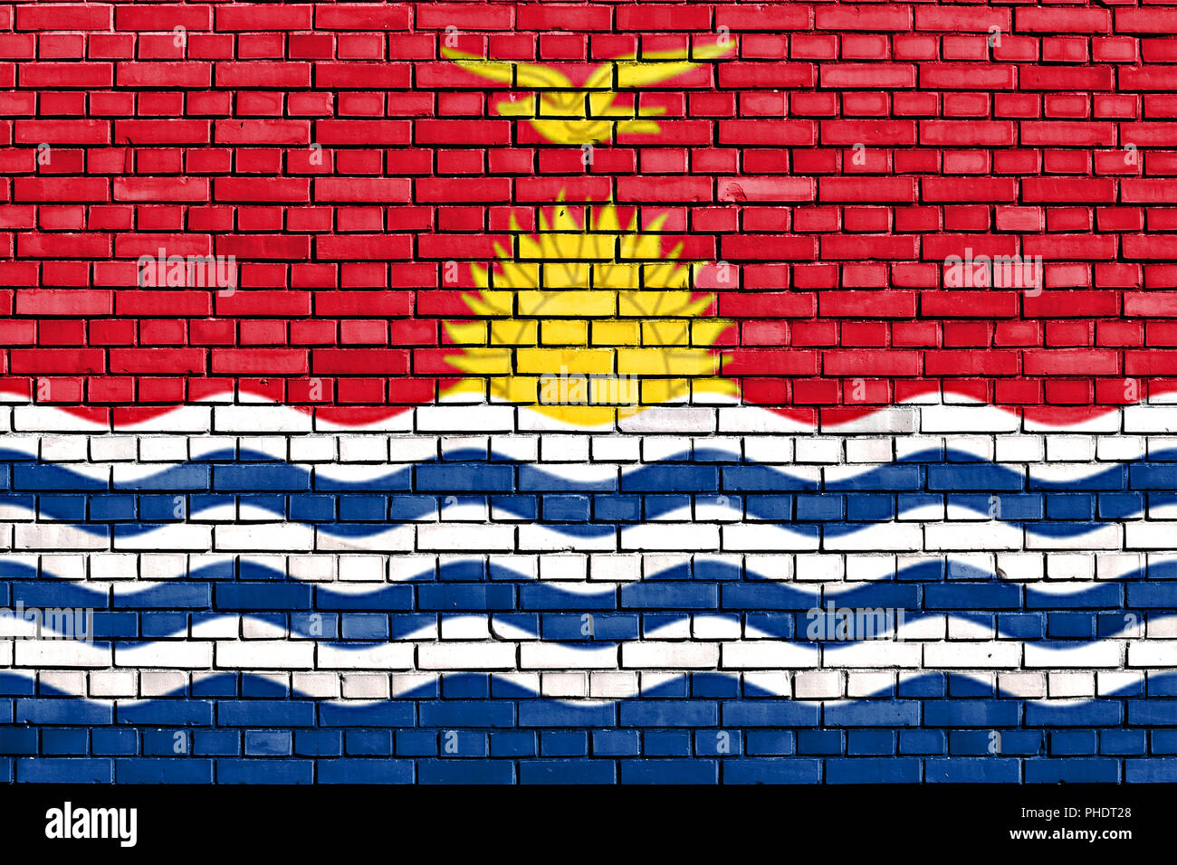 Flagge von Kiribati auf Mauer gemalt Stockfoto