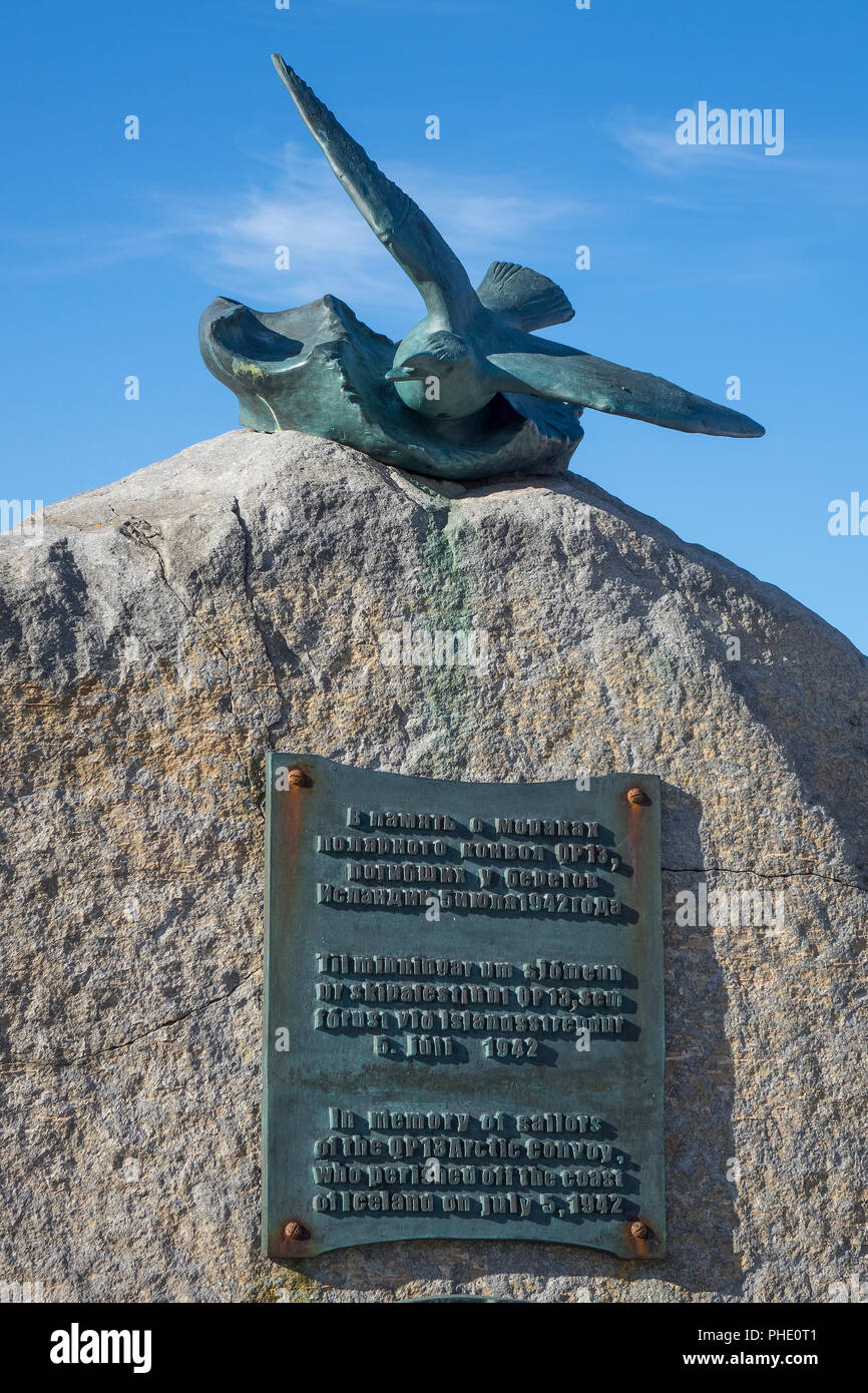 Island Westfjord, Isafjordur, Arctic convoy Memorial Stockfoto