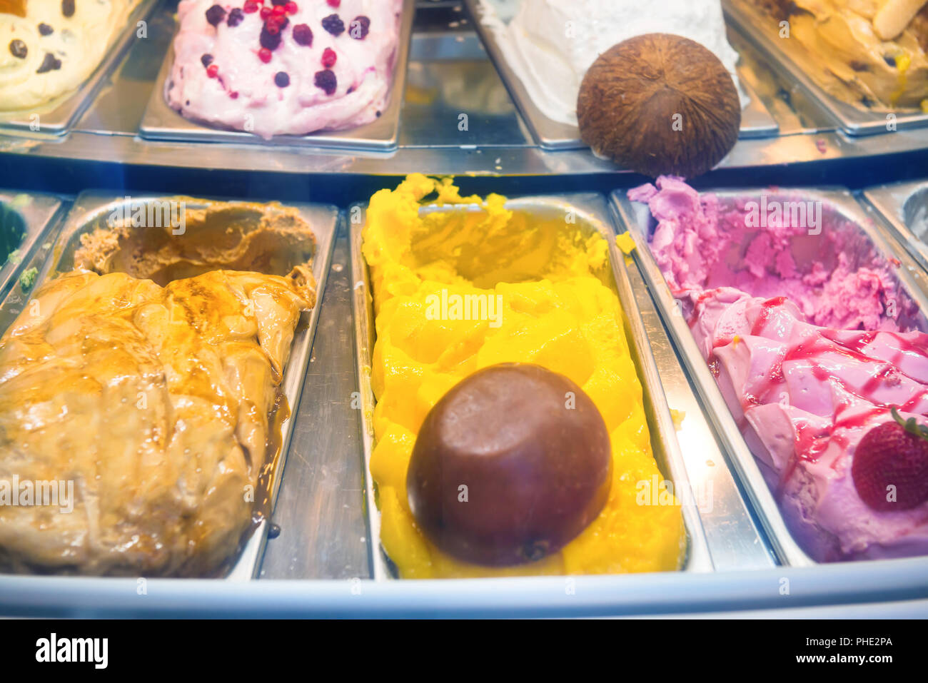Viele boxen Eis gelato Stockfoto