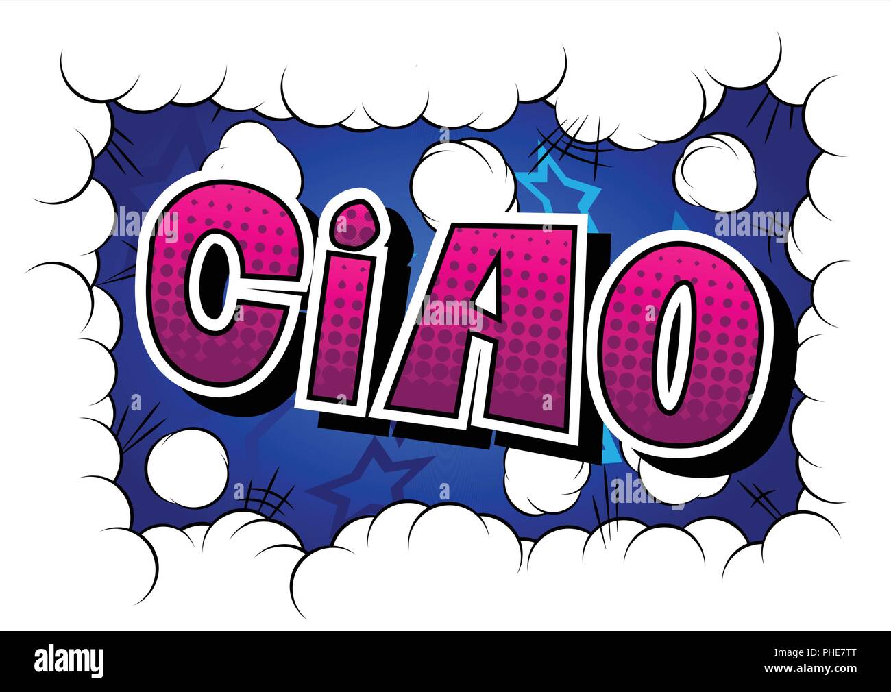 Ciao (Hallo und Tschüss in Italienisch) - Vektor illustrierte Comic Stil Ausdruck. Stock Vektor