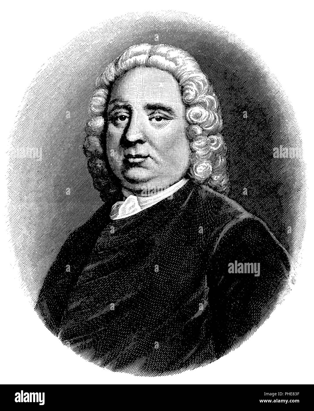 Samuel Richardson. Nach dem Stich von Mac Ardell (Gemälde von J. Highmore) im Britischen Museum in London, Stockfoto