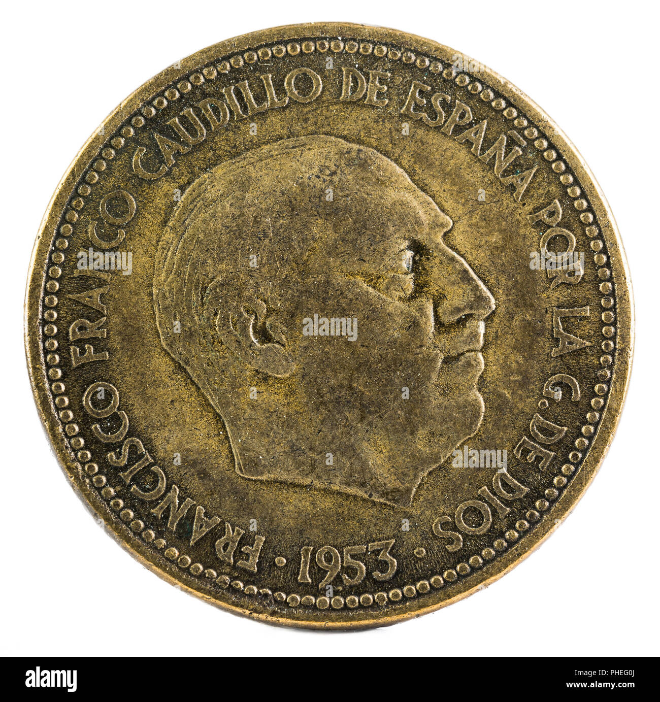 Alte Spanische Munze Von 2 50 Pesetas Francisco Franco Jahr 1953 19 54 In Den Sternen Vorderseite Stockfotografie Alamy