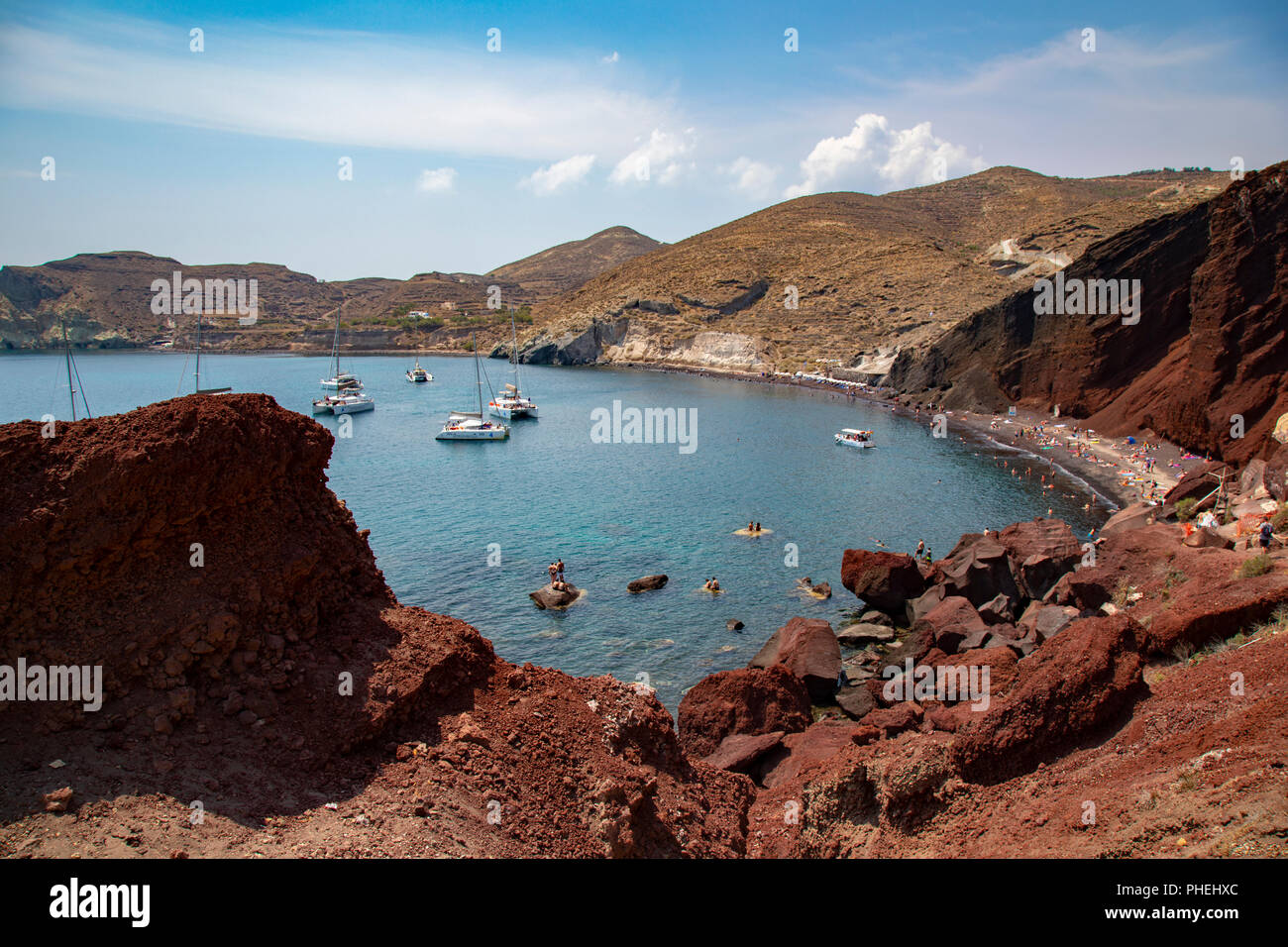 Red Beach in Santorini Griechenland Stockfoto