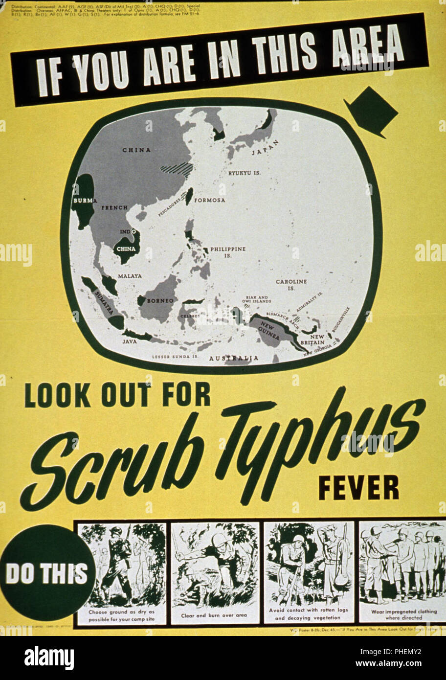 Wenn sie in diesem Bereich für scrub Typhus Fieber aussehen kann. 1945 Stockfoto