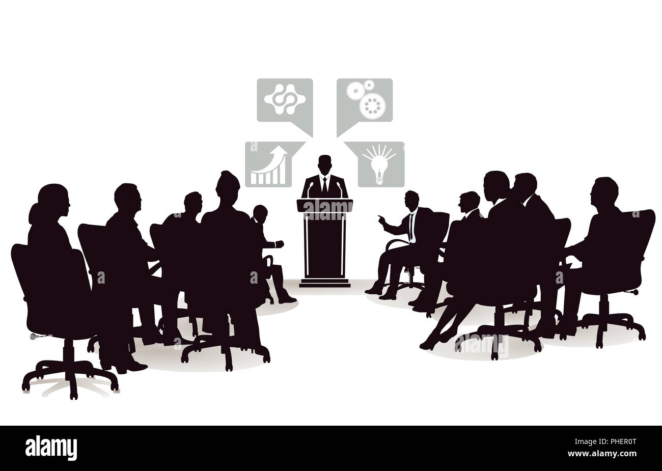 Vortrag und Diskussion in der Gruppe Stockfoto