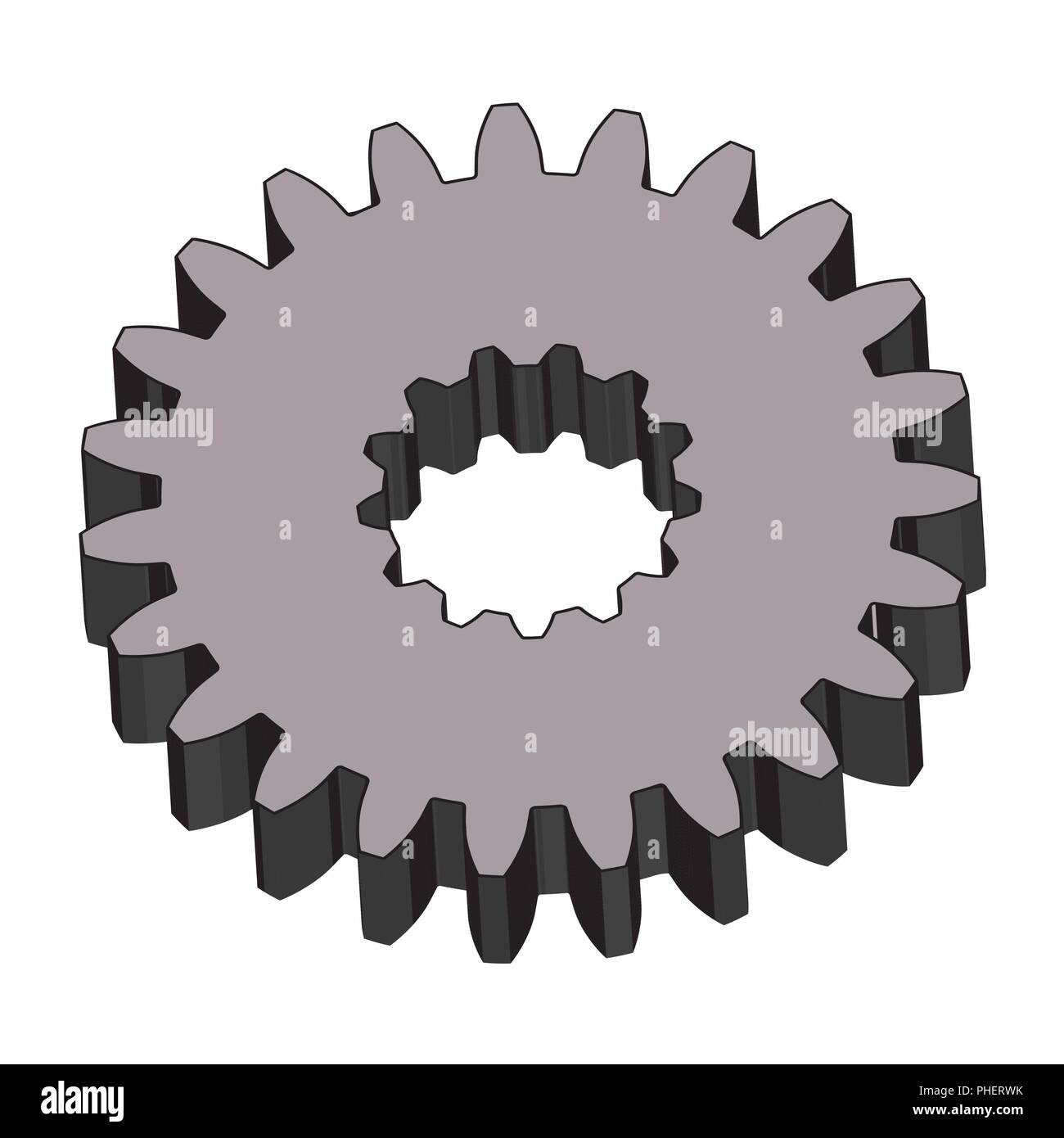 Stahl Zahnrad. 3D-Effekt Vektor Stock Vektor