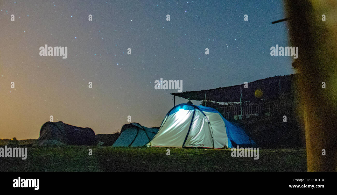 Camp Mrissat Astrofotografie lange Belichtung Stockfoto