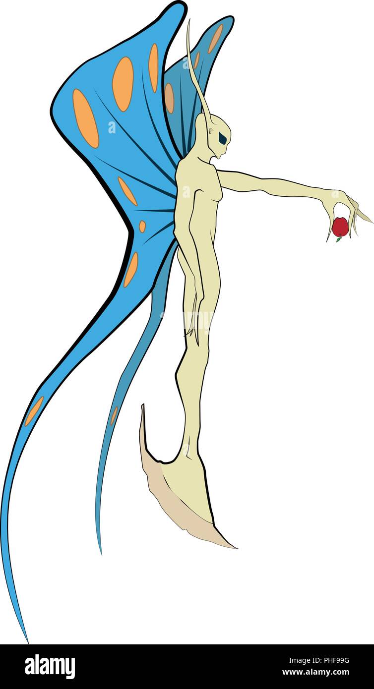 Eine Fee bietet einen Apfel, T-shirt-Vektor-Grafiken Stock Vektor