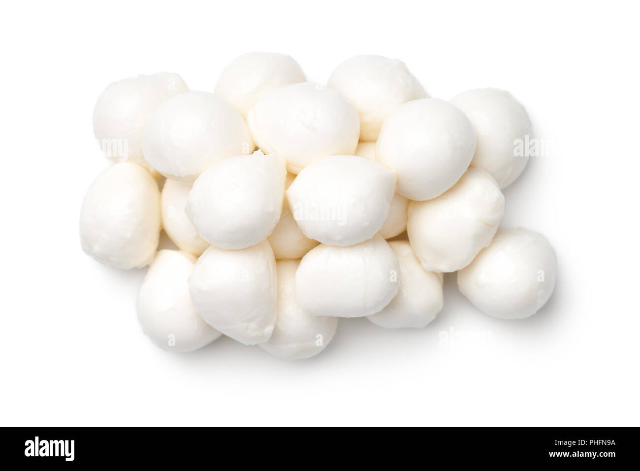 Mozzarella isoliert auf weißem Hintergrund Stockfoto