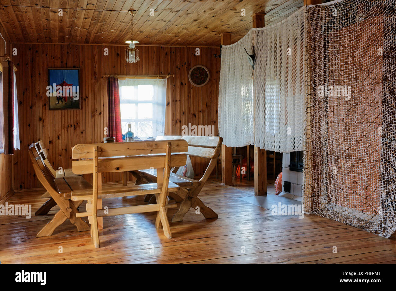 Innenausbau in Holz- ländlichen Tourist Hotel Stockfoto