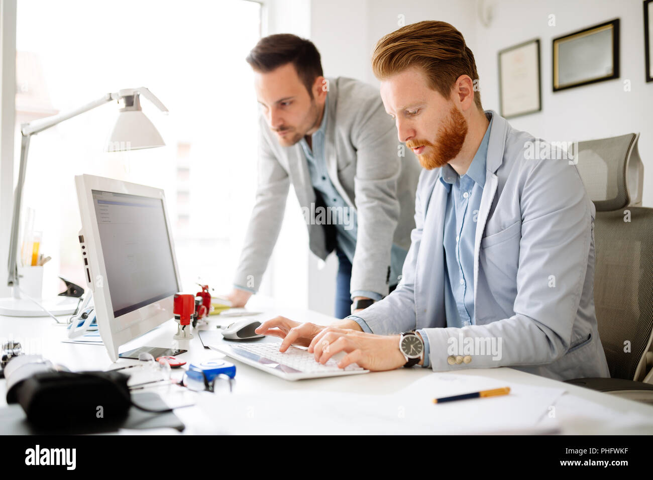 Mitarbeiter Planung start Ziele Stockfoto