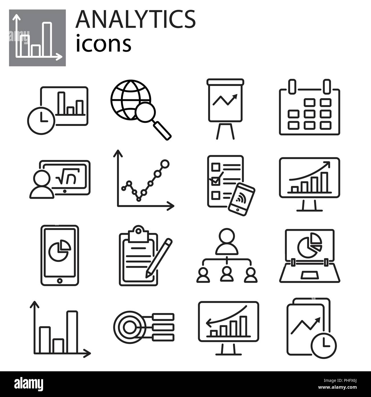 Web Icons Set - Suchmaschinenoptimierung, Analyse Stock Vektor