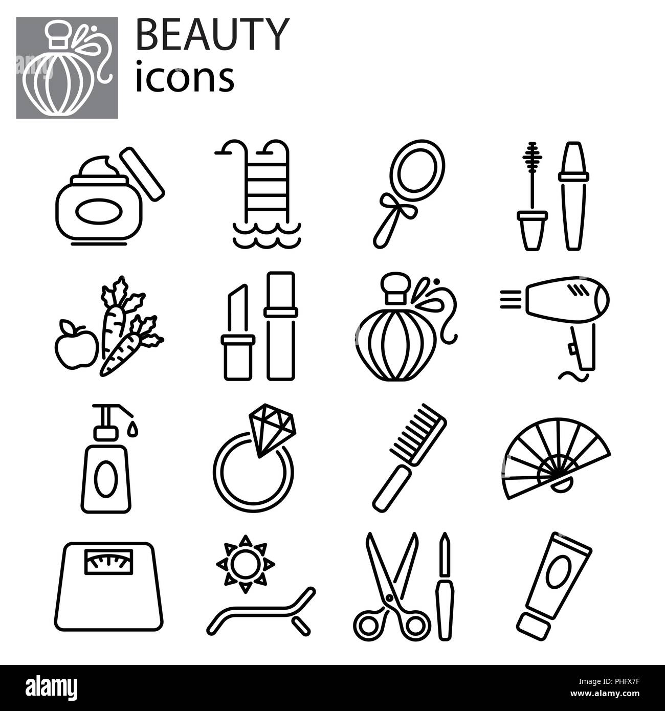 Web Icons einstellen. Schönheit, Mode und Make-up Stock Vektor
