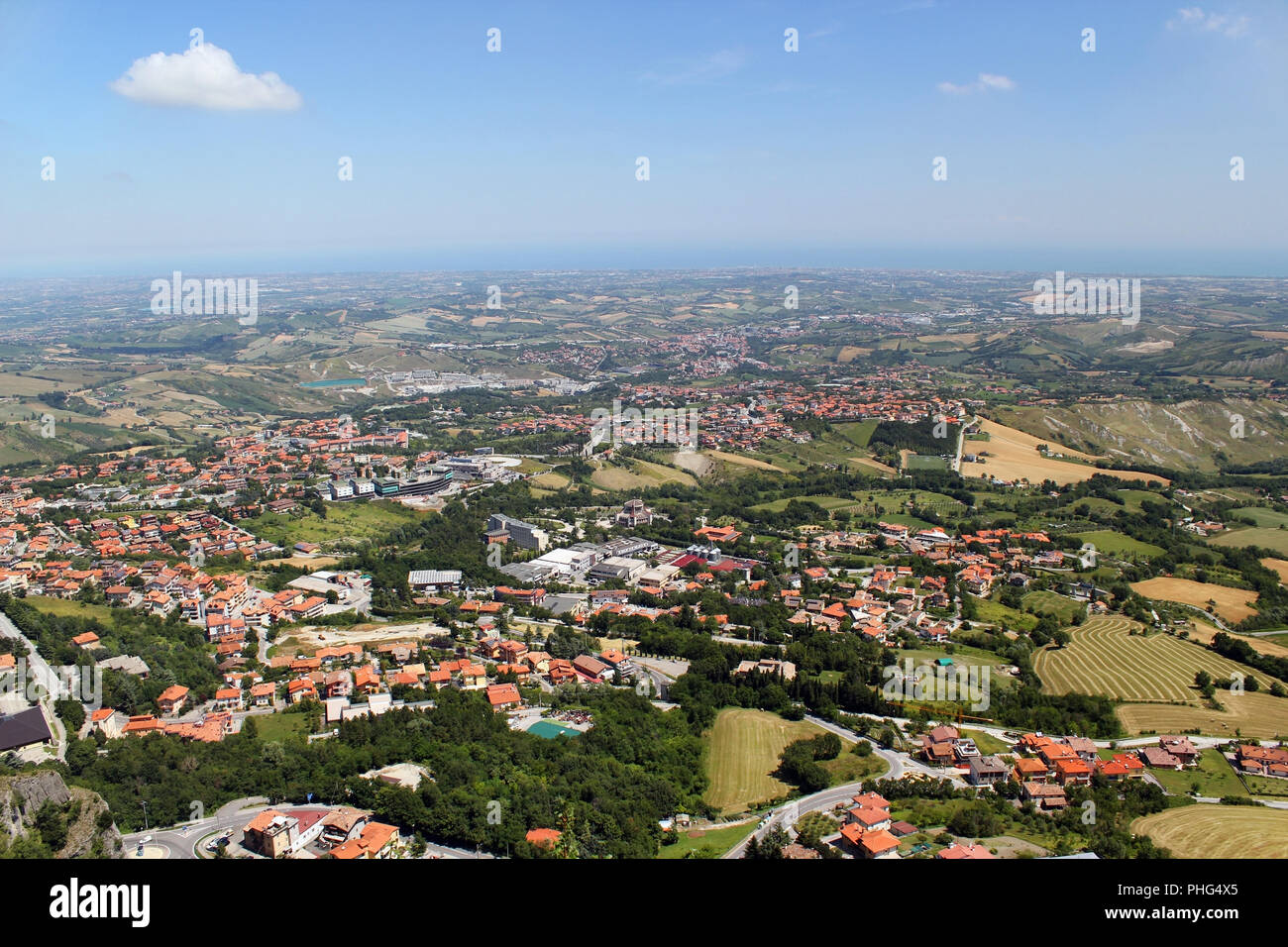 Norditalien aus dem Vogelflug Stockfoto