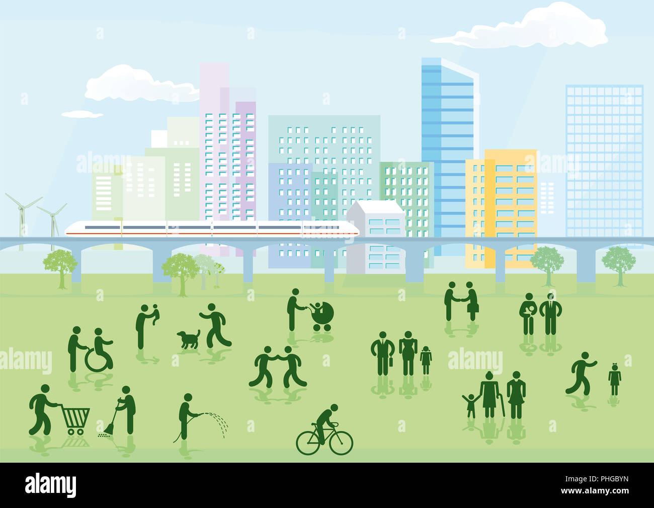 Bergsteigen in der Gruppe Stockfoto