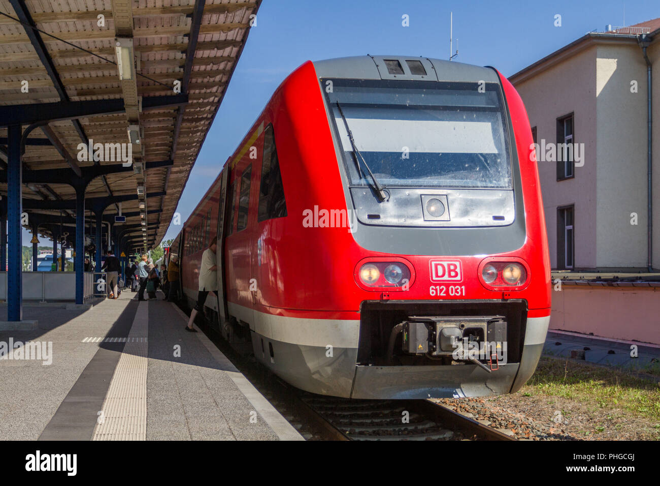 Express-Zug in Gera (Deutschland, Thüringen) Stockfoto