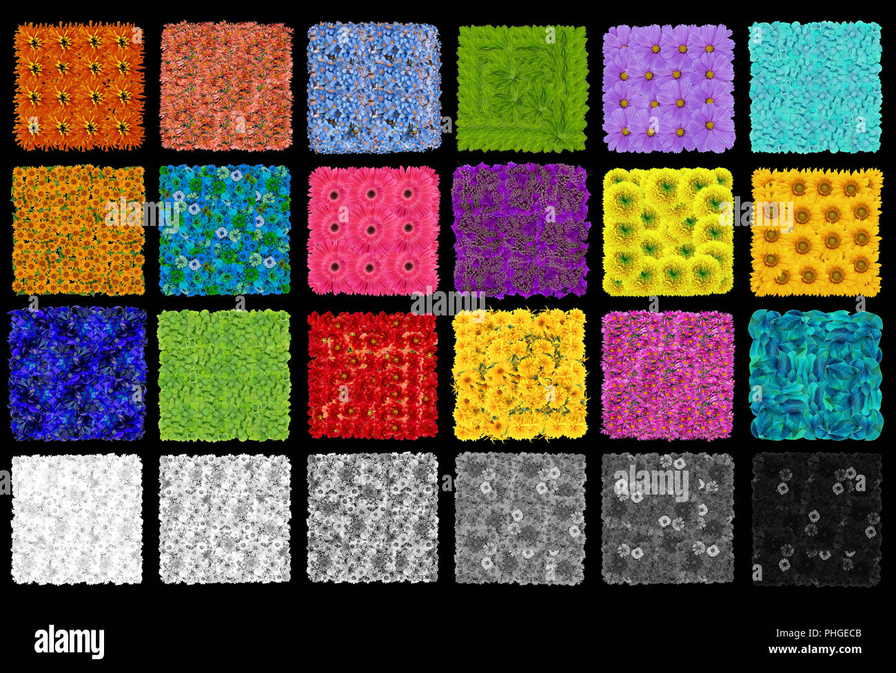 Color Checker von Blumen Stockfoto