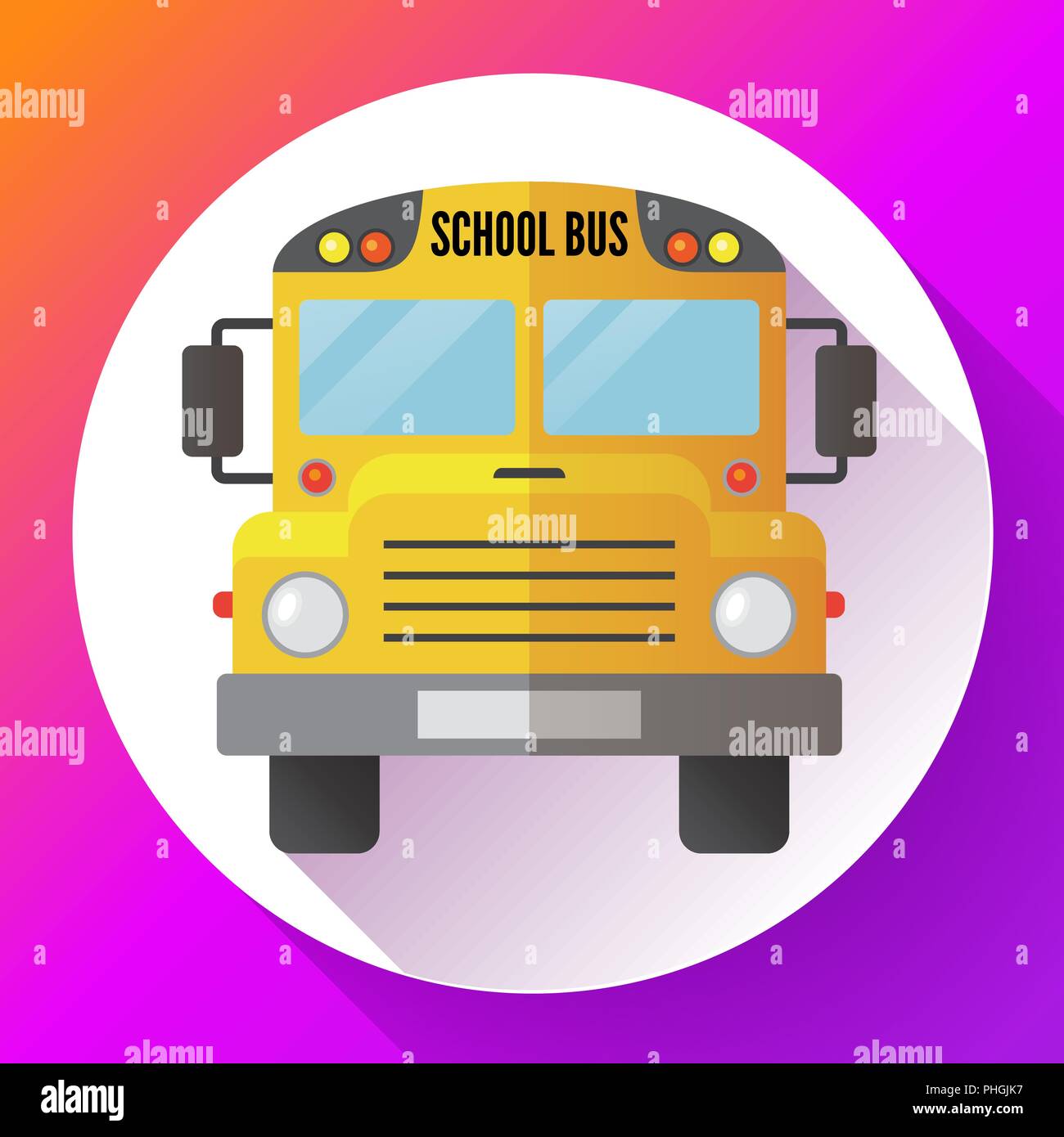 Yellow School Bus Symbol auf weißem Hintergrund Stock Vektor