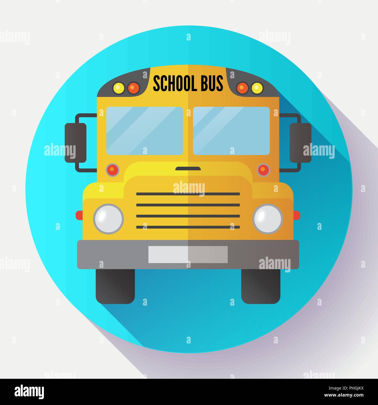 Yellow School Bus Symbol auf weißem Hintergrund Stock Vektor