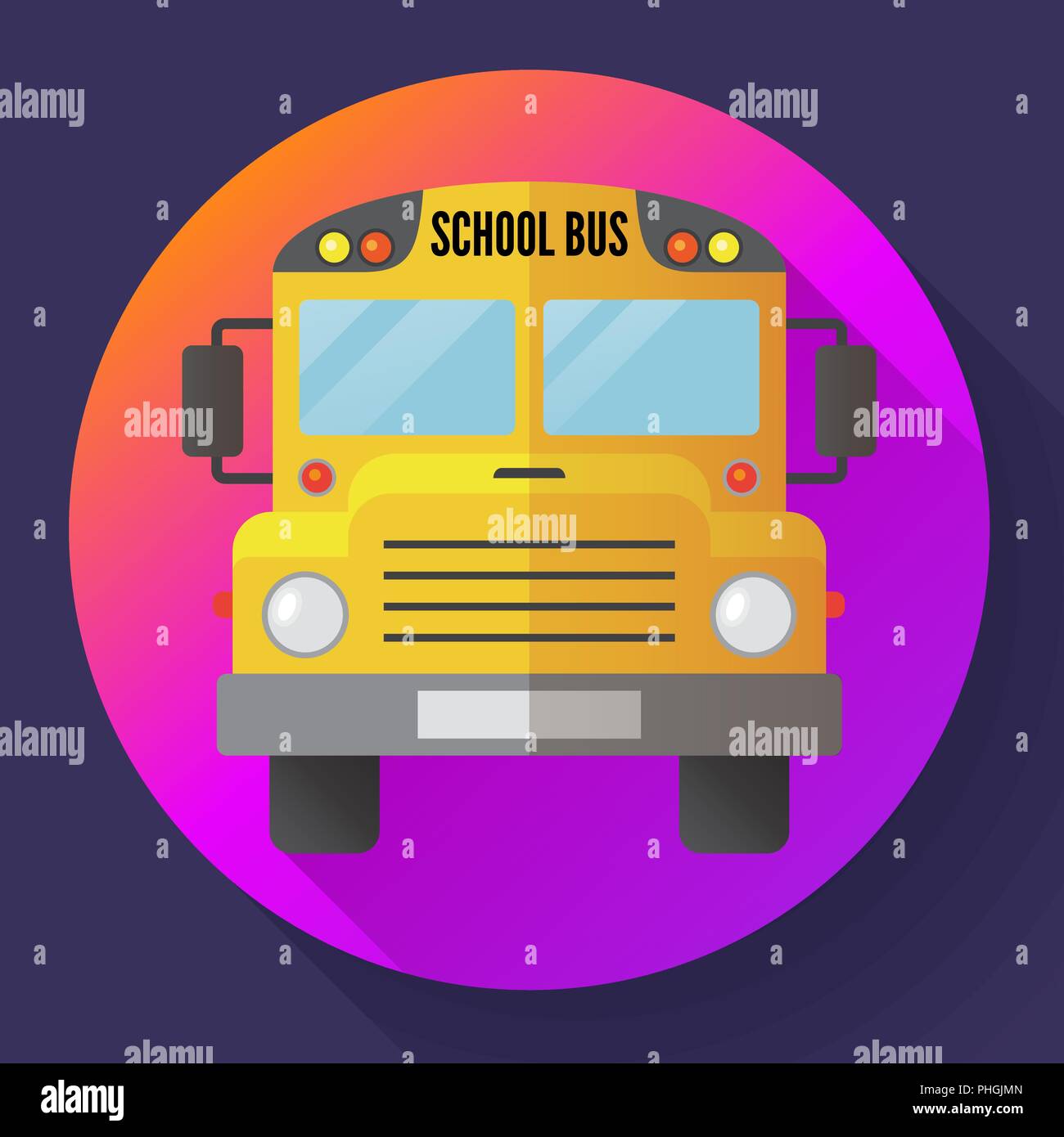 Yellow School Bus Symbol auf weißem Hintergrund Stock Vektor