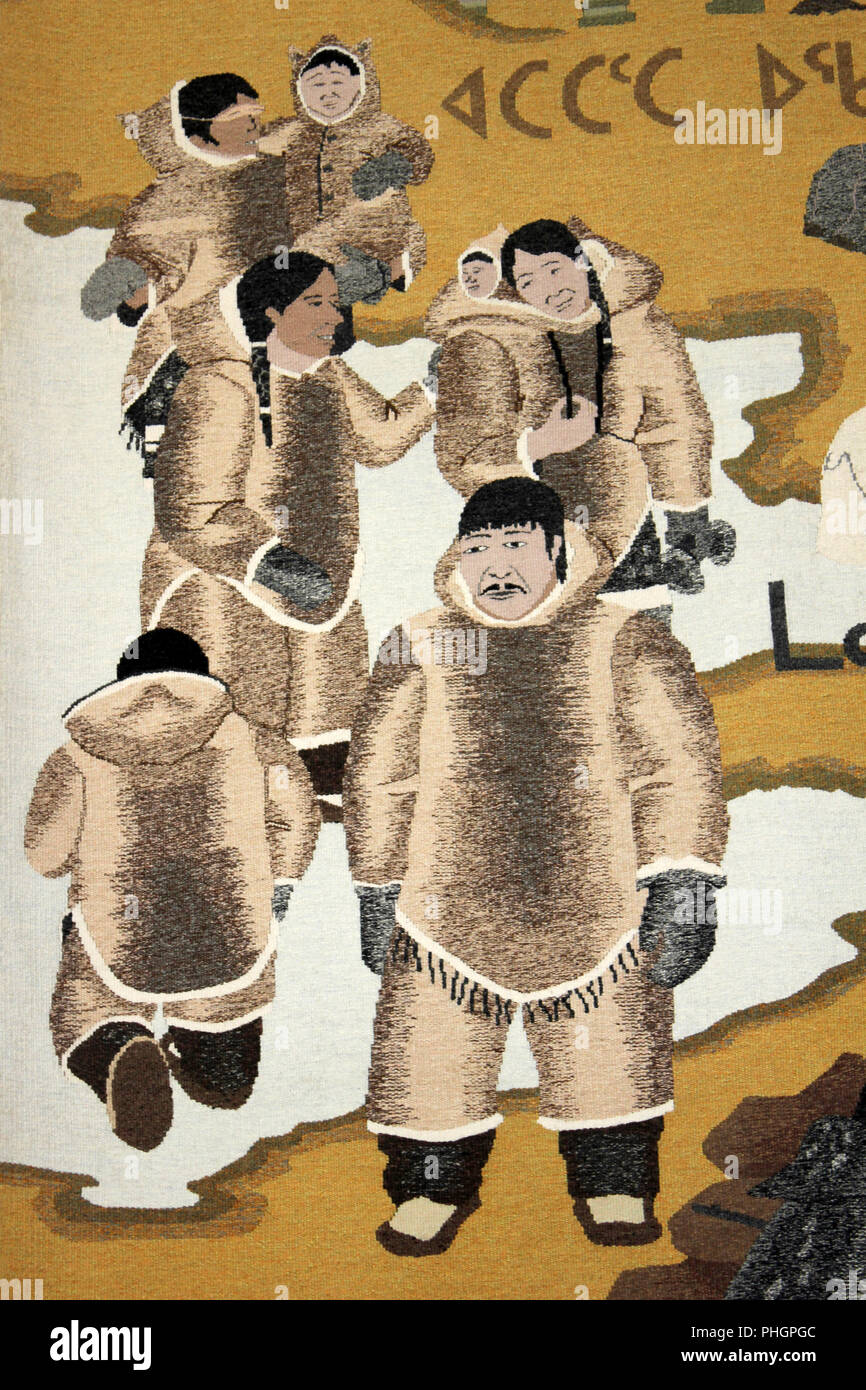Wandteppich der Inuit, die traditionelle Pelze Stockfoto