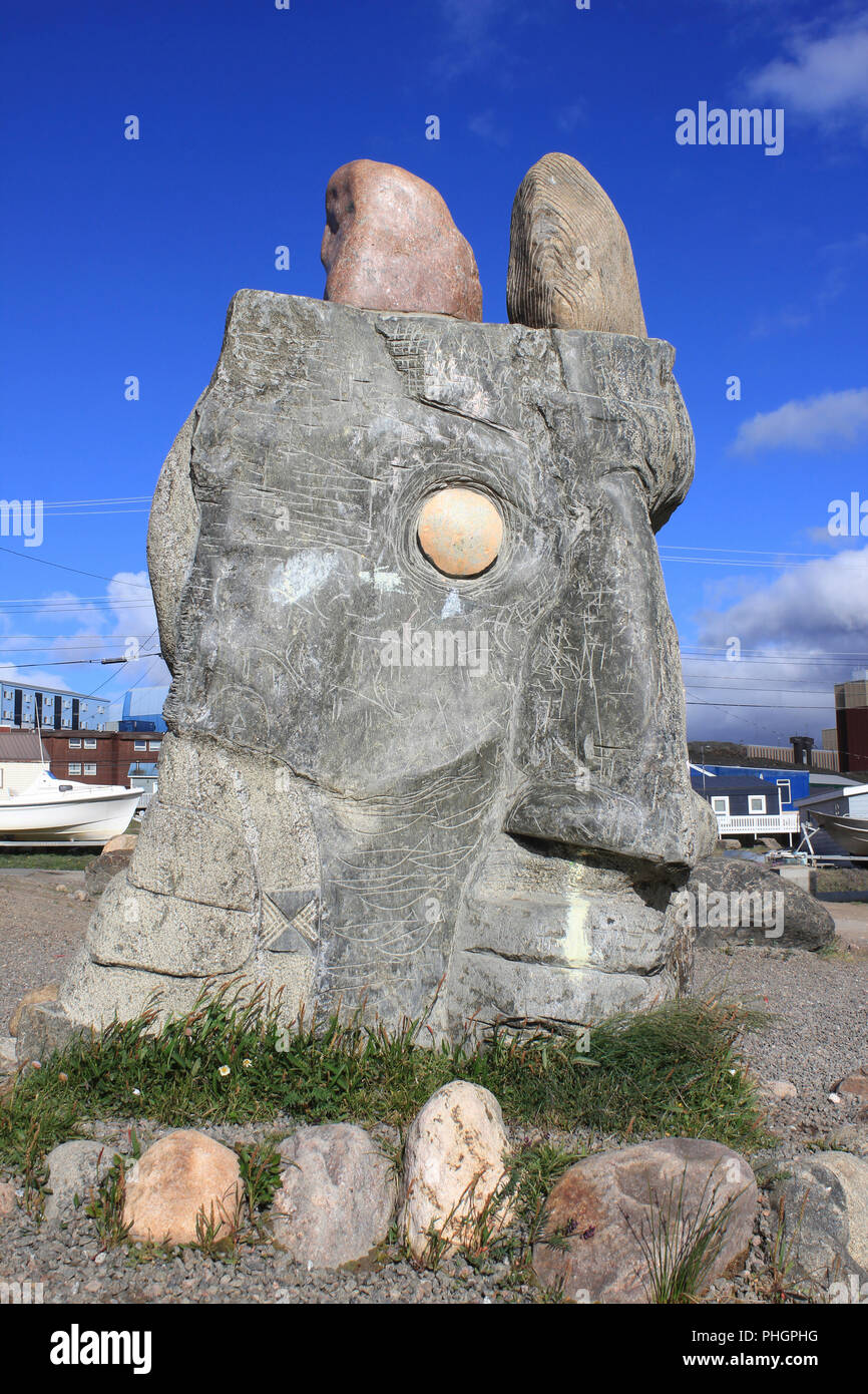 Inuit Gesicht schnitzen Stockfoto