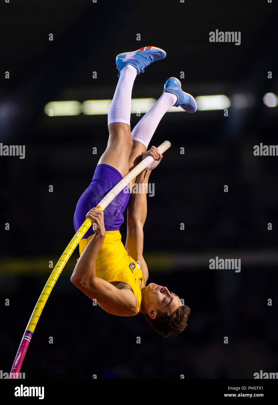 Brüssel, Belgien, 31. August 18. Armand Duplantis konkurrieren in der Männer Stabhochsprung Konkurrenz an den IAAF Diamond League Brüssel Am 31. August Stockfoto